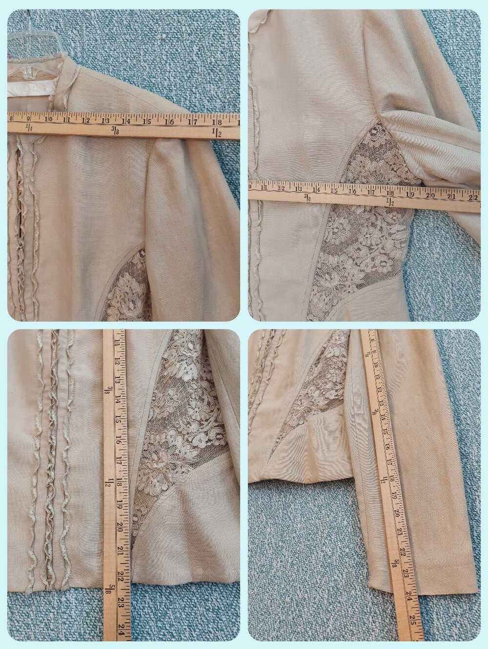 Vintage Valentino S.p.A. Lace-Inset Linen Blend Jacket (Made in Italy) - Picture 10 of 13